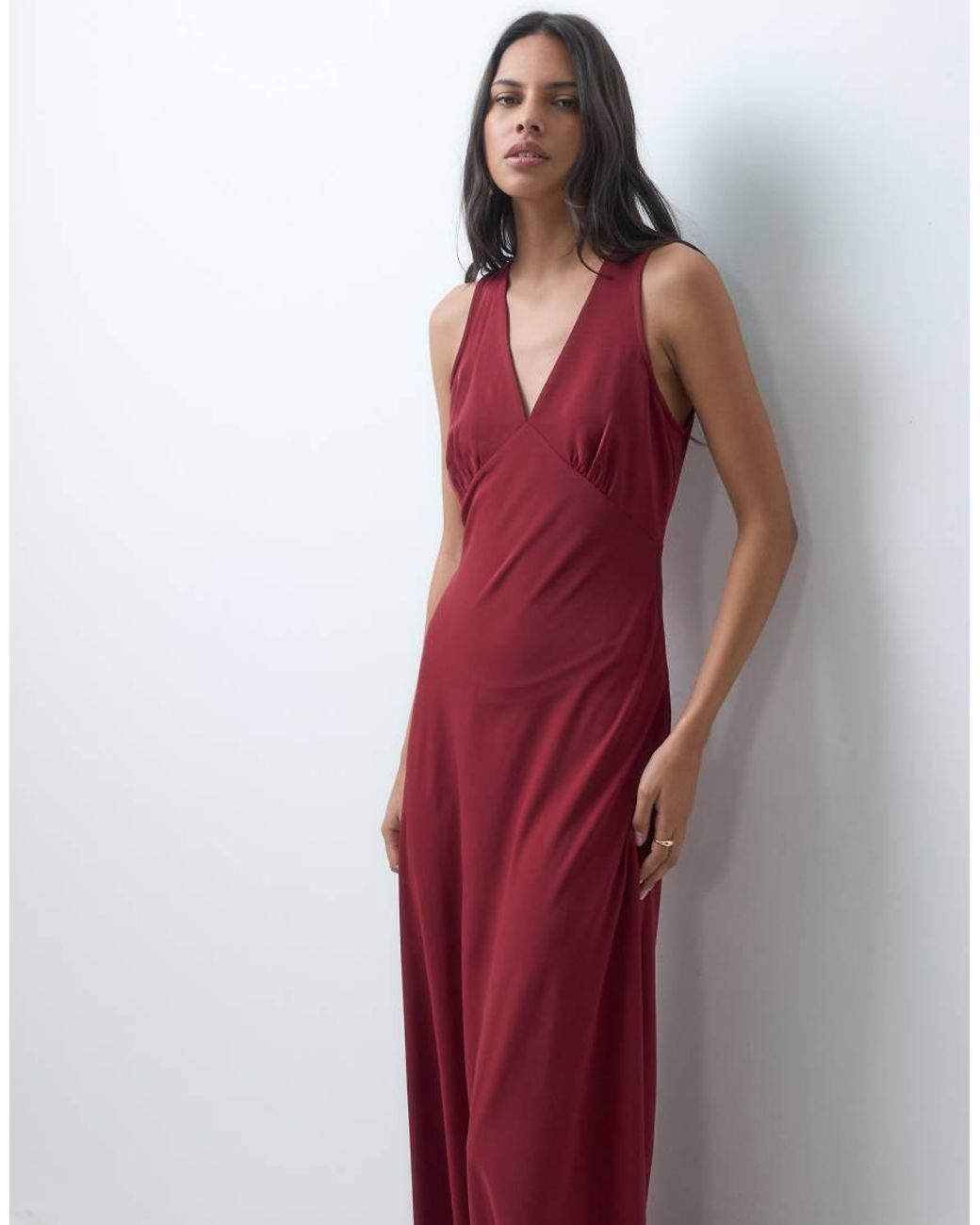Jdy Red V-neck Maxi Dress