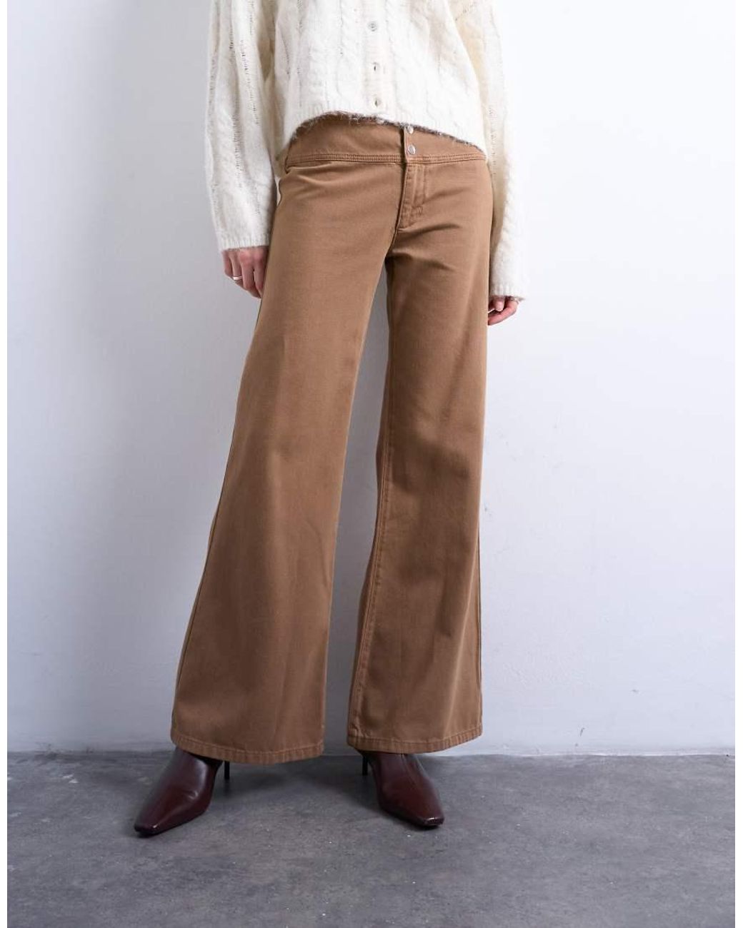 TOPSHOP White Low Rise Flared Pants