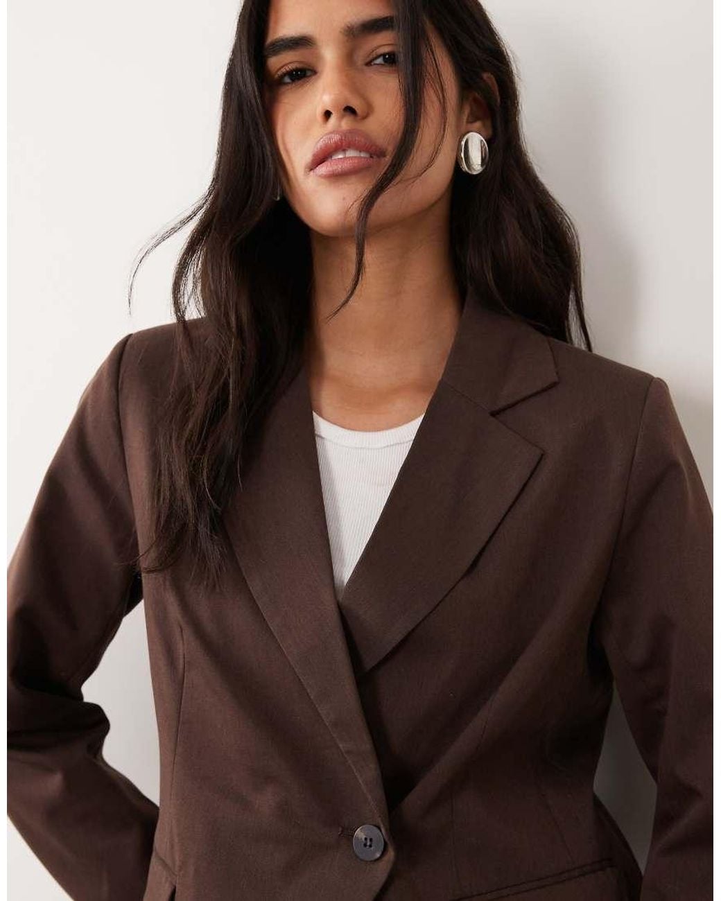 Vila Brown Asymetric Tailored Blazer Set