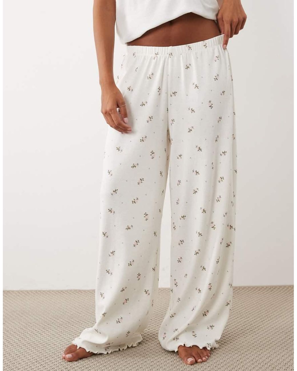 ASOS White Asos Design Petite Mix & Match Pointelle Pajama Pants