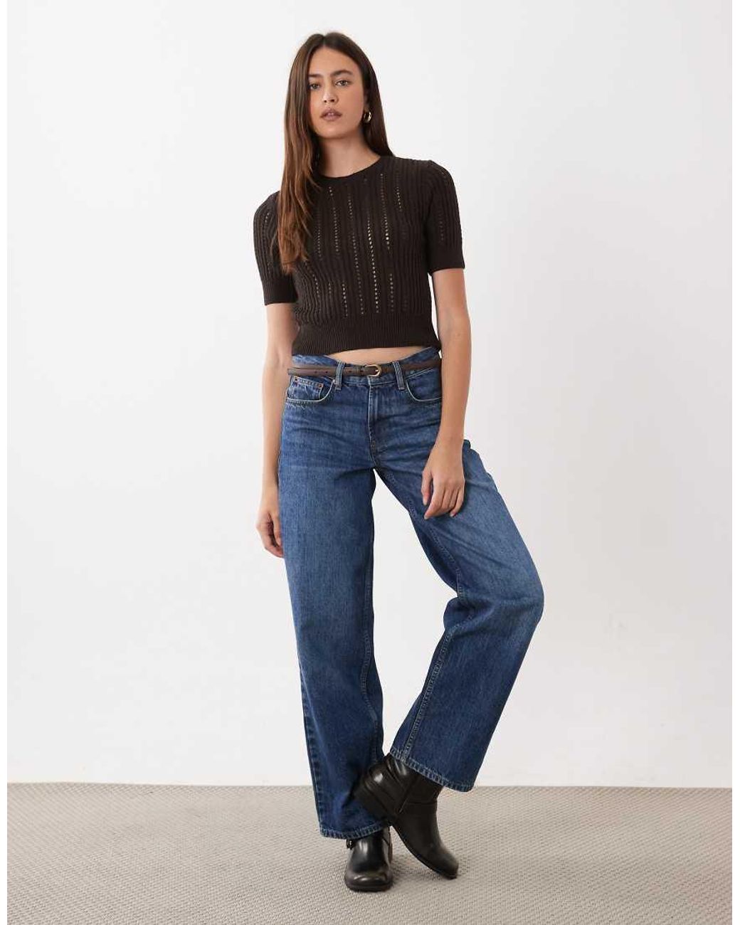 ASOS Blue Knitted Short Sleeve Top