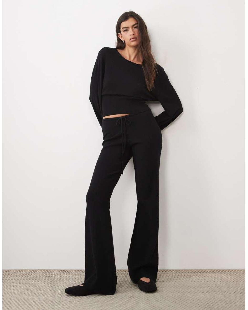 Gina Tricot Black Mix And Match Knitted Loungewear Top