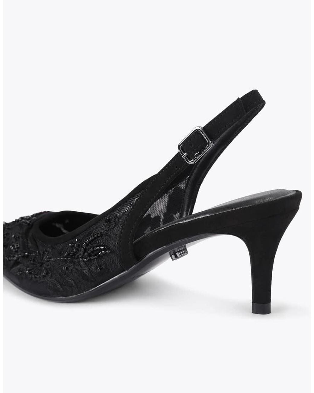 Carvela Kurt Geiger Black Positano Lace Sling Low Heeled Sandals