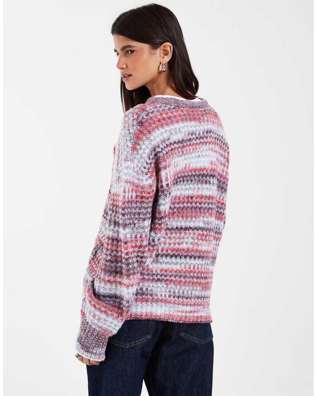 JJXX Purple Crew Neck Space Dye Jumper