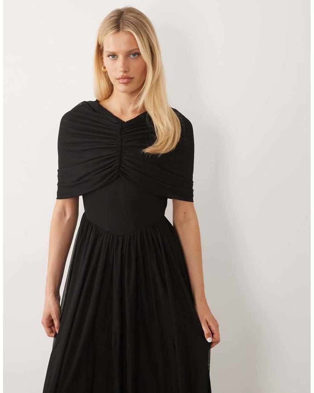 Vero Moda Black Cape Detail Jersey Maxi Dress