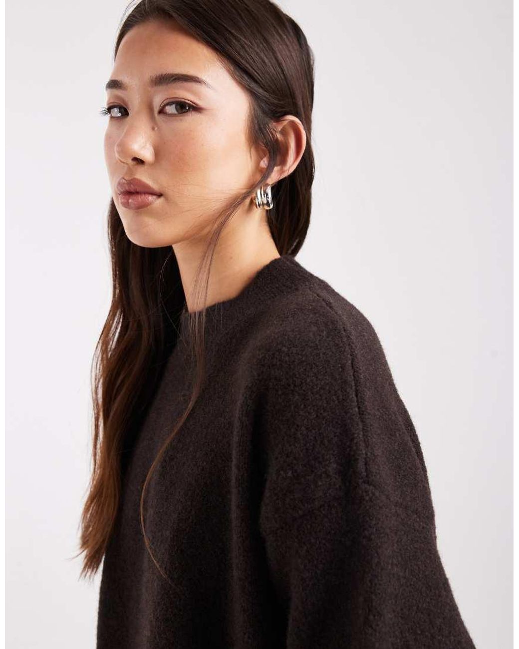 ASOS Black Fluffy High Crew Neck Jumper
