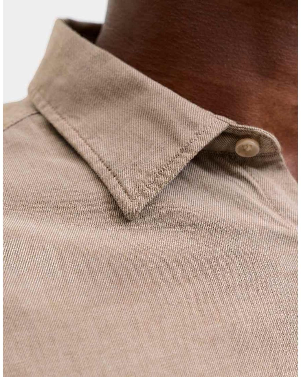 Jack & Jones Natural Field Spread Collar Long Sleeve Shirt for men