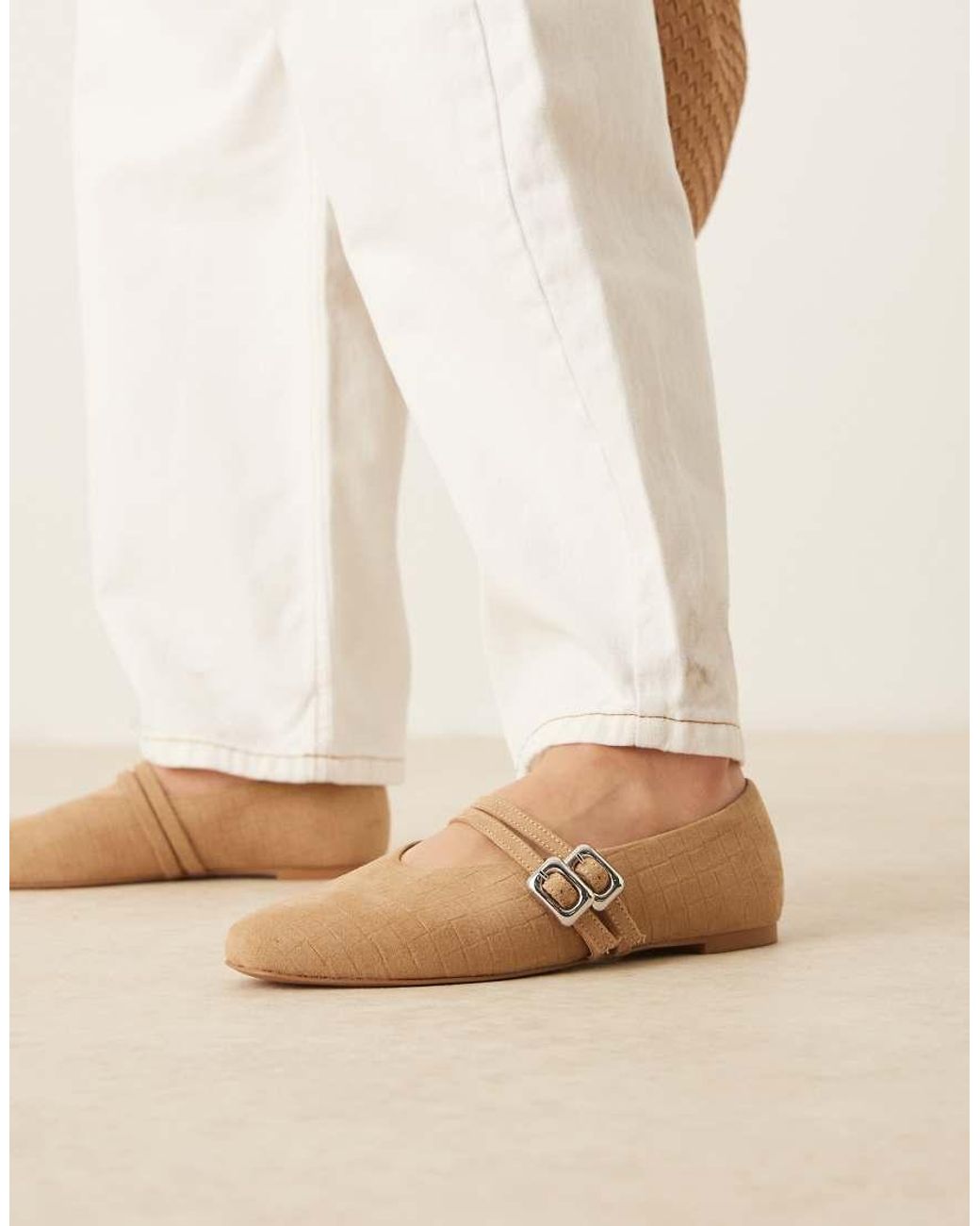 ASOS Natural Lavender Double-strap Maryjane Ballet Flats