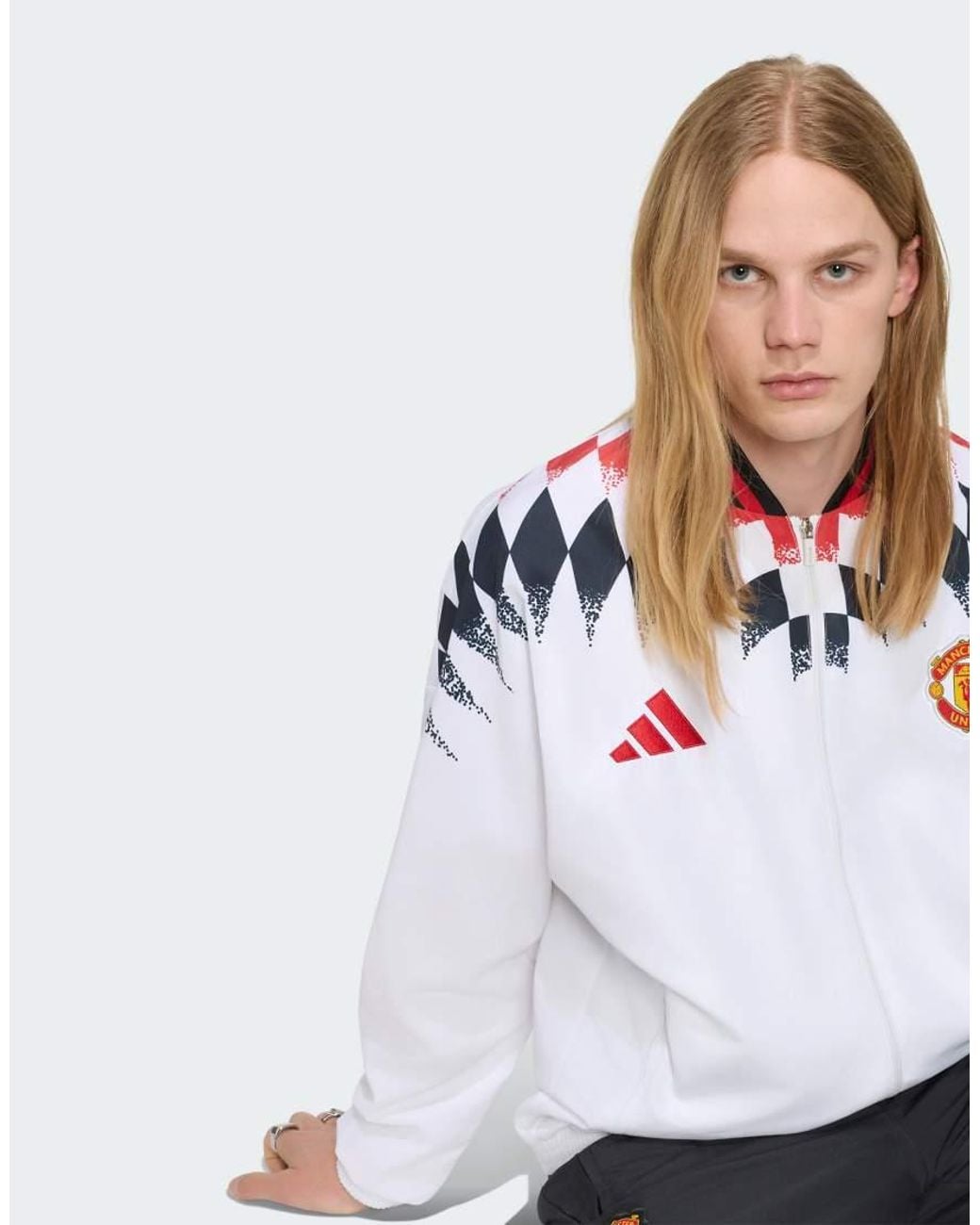 Adidas Originals White Manchester United Stadium Track Top for men