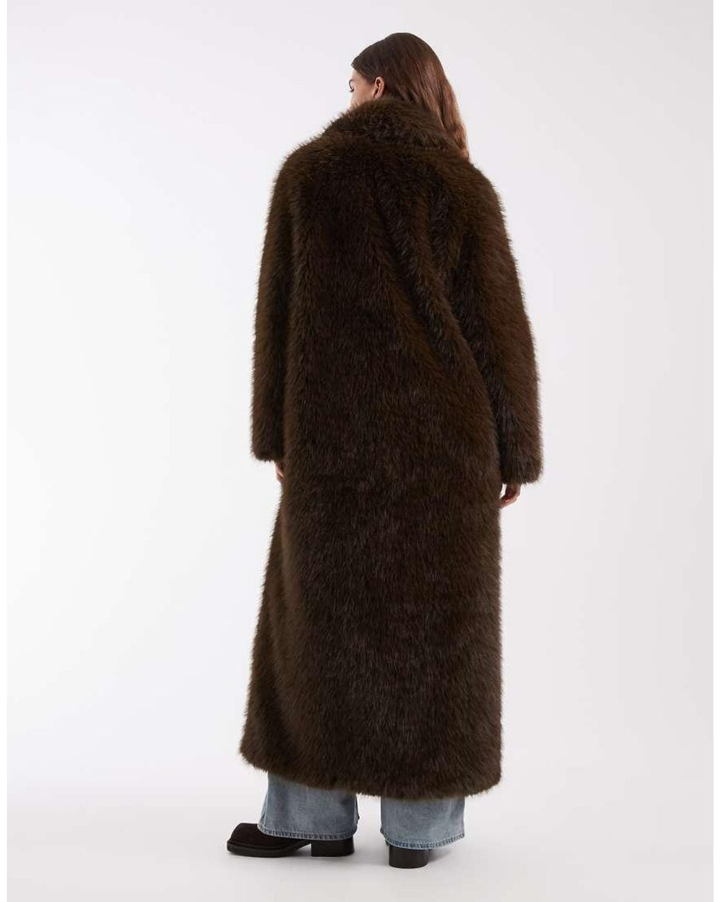 Noisy May Black Longline Faux Fur Coat