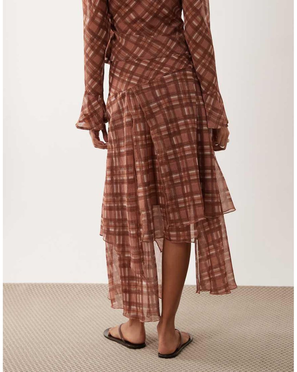 Wednesday's Girl Brown Hanky Hem Midaxi Skirt