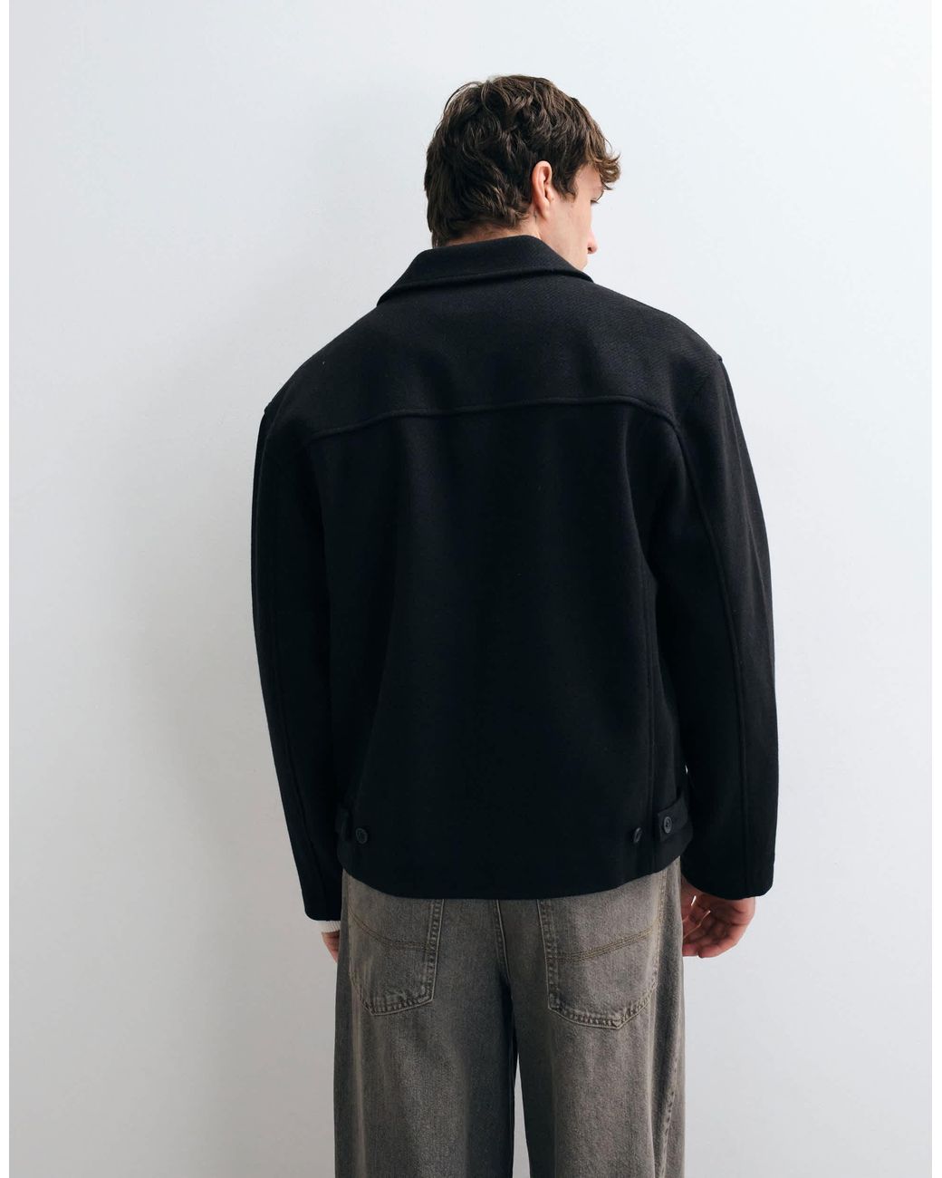 ASOS Blue Zip Through Wool Look Jacket for men