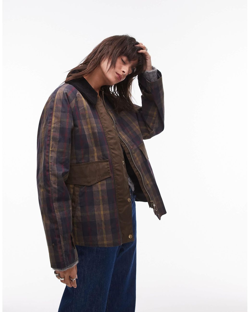 mango veste Ã carreaux marron femme Parka à carreaux Mango en coloris Bleu Lyst