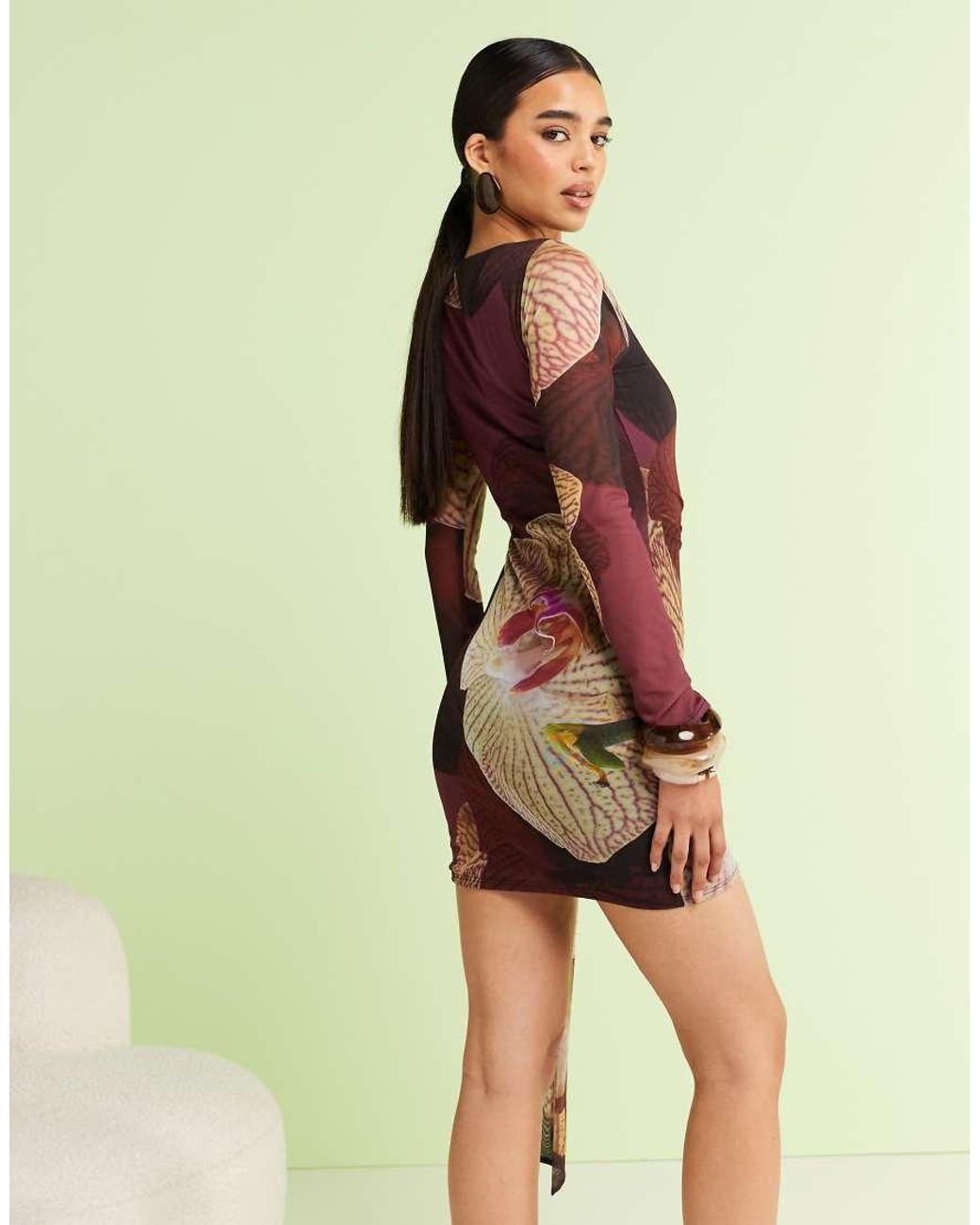 River Island Red Asymmetric Mesh Tie Side Mini Dress