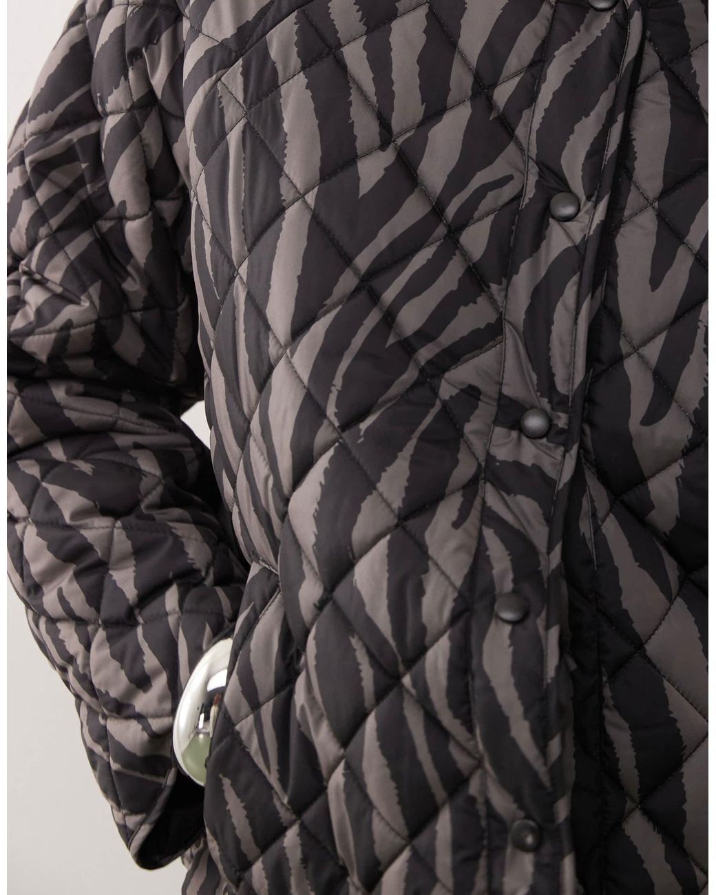 Noisy May Brown Quilted Zebra Jacket
