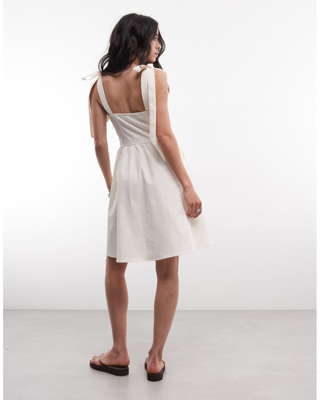 Monki White Bustier Detail Knee Length Dress