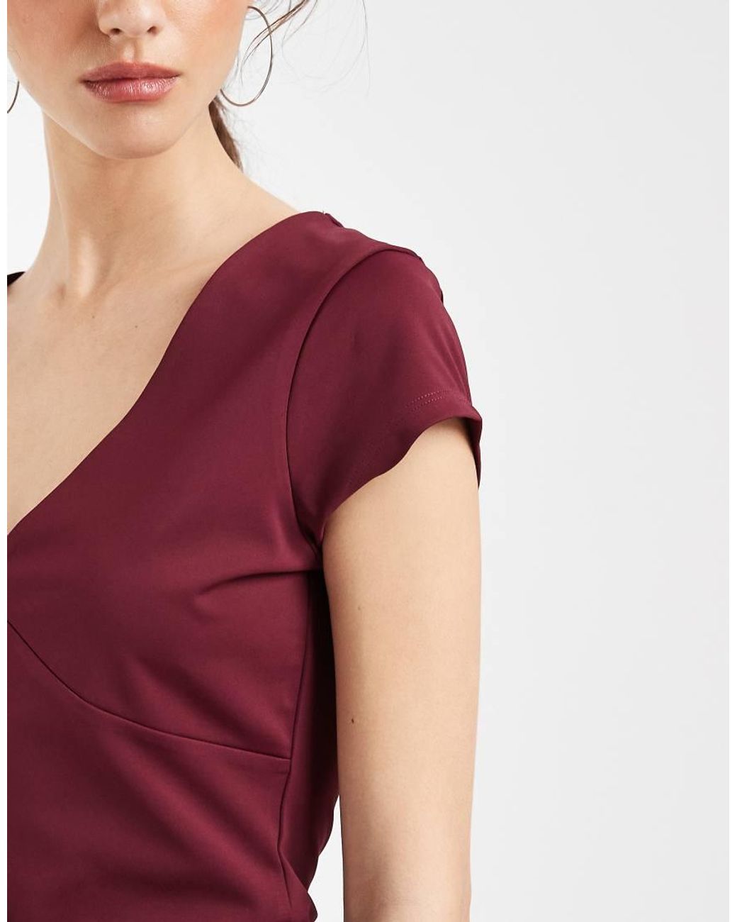 ASOS Red Sculpting V Neck Short Sleeve Top