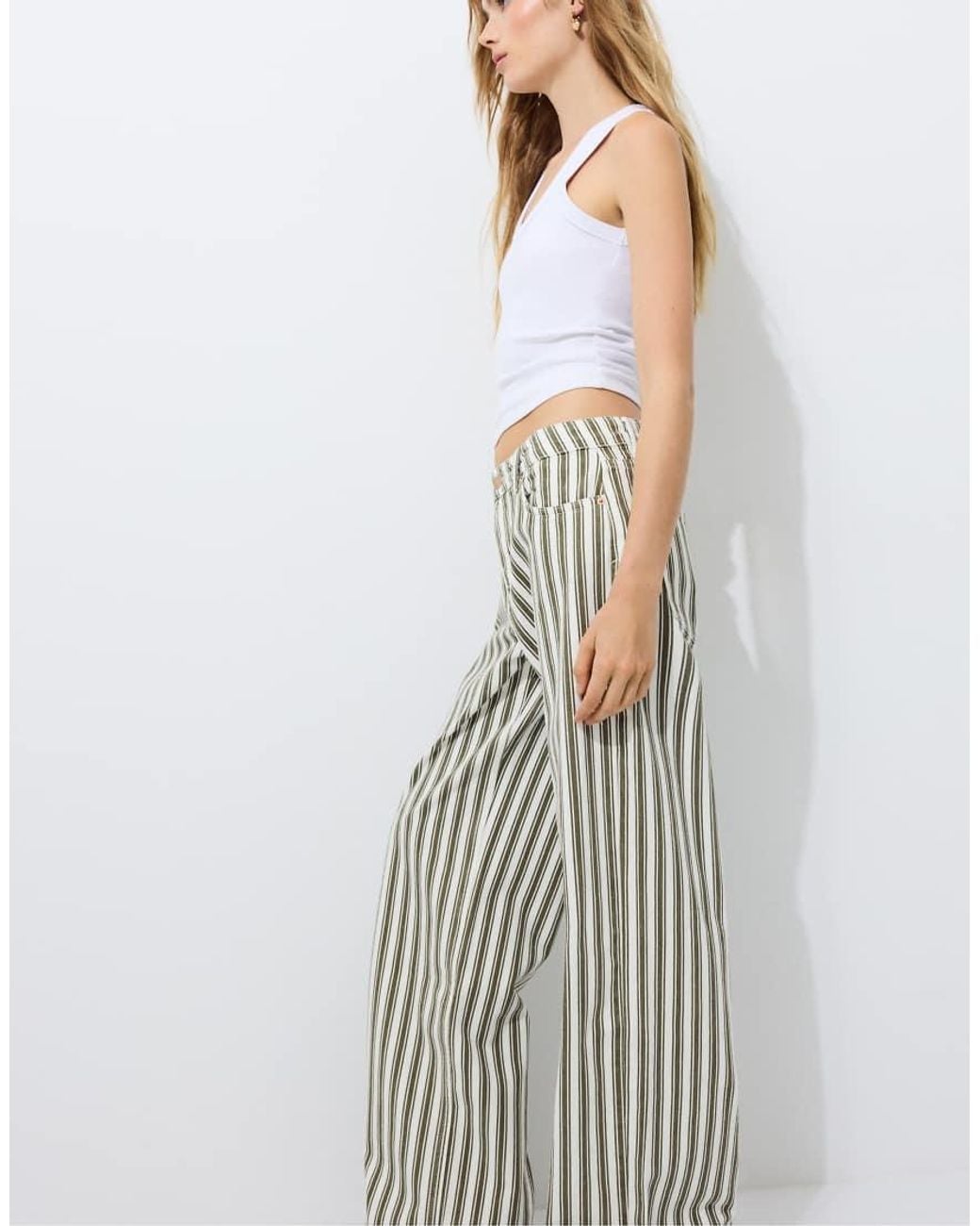 Stradivarius White D91 Low Wide-leg Twill Jeans
