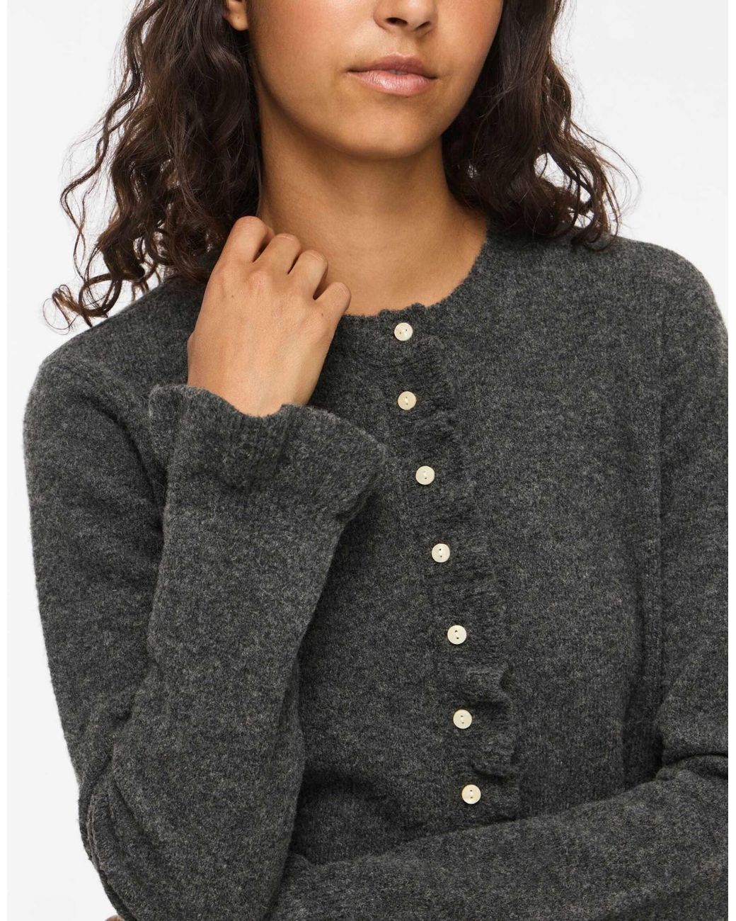Vila Gray Jacia strickjacke mit rundhalsausschnitt