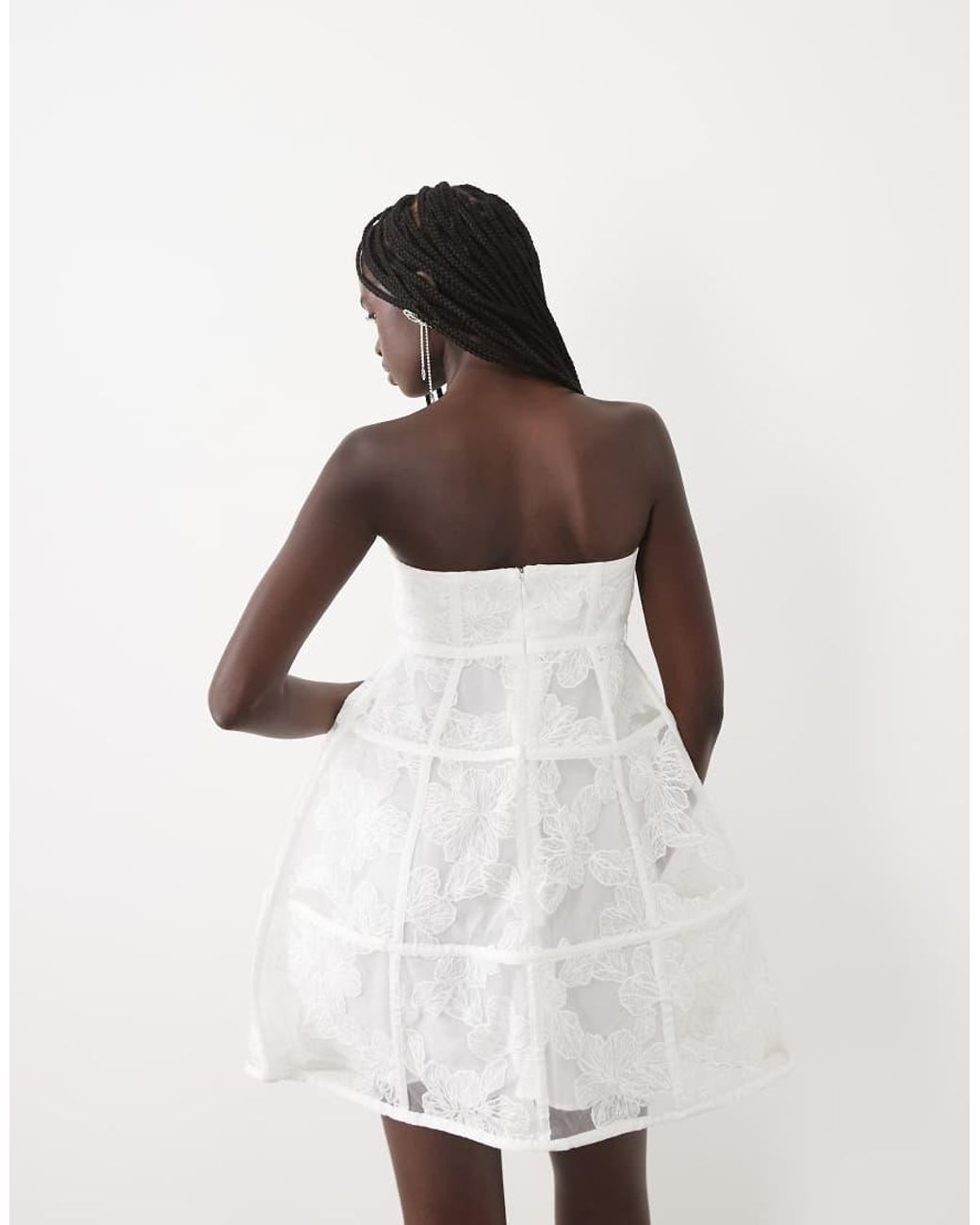 True Decadence White Bandeau Cage Mini Dress