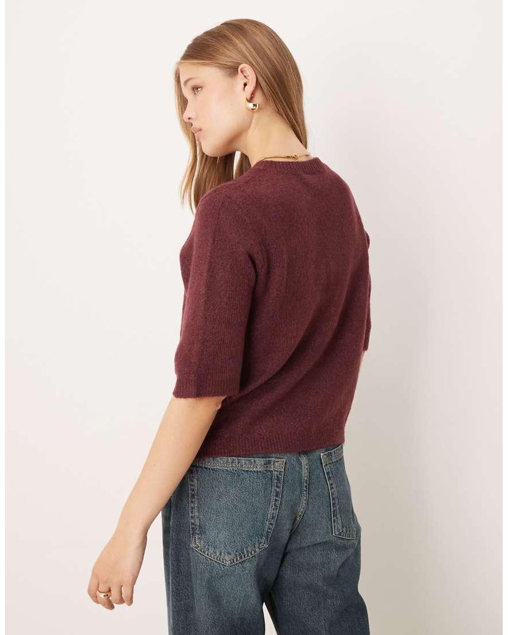 Vila Red Short Sleeve Knitted Cardigan