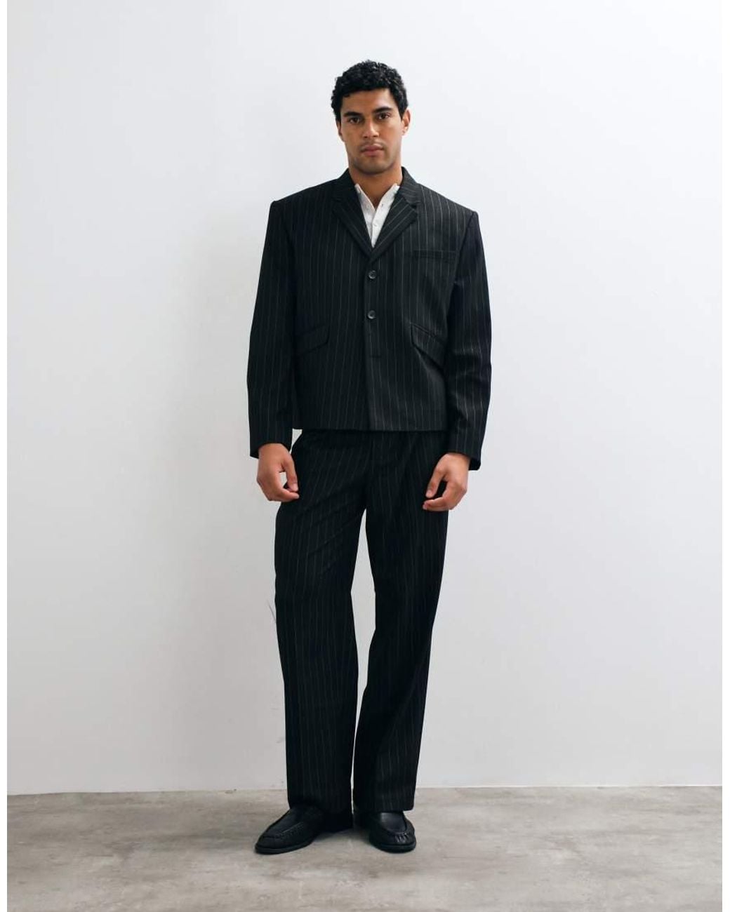 ASOS Blue Boxy Suit Jacket With Button Detailing for men