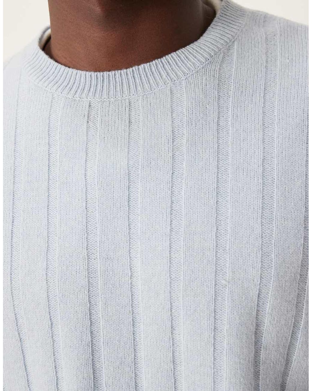 ASOS Blue Relaxed Knitted Lambswool Wide Rib Jumper for men