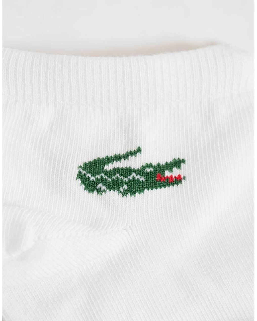 Lacoste White 3 Pack Croc Logo Ankle Socks for men