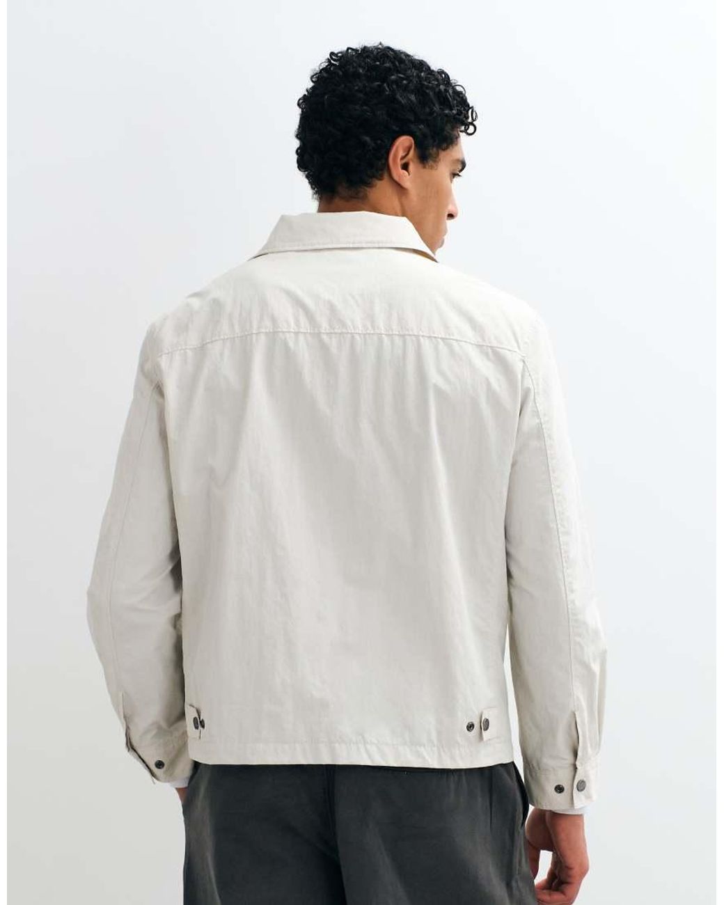 Mango White High Neck Zip Through Jacket for men