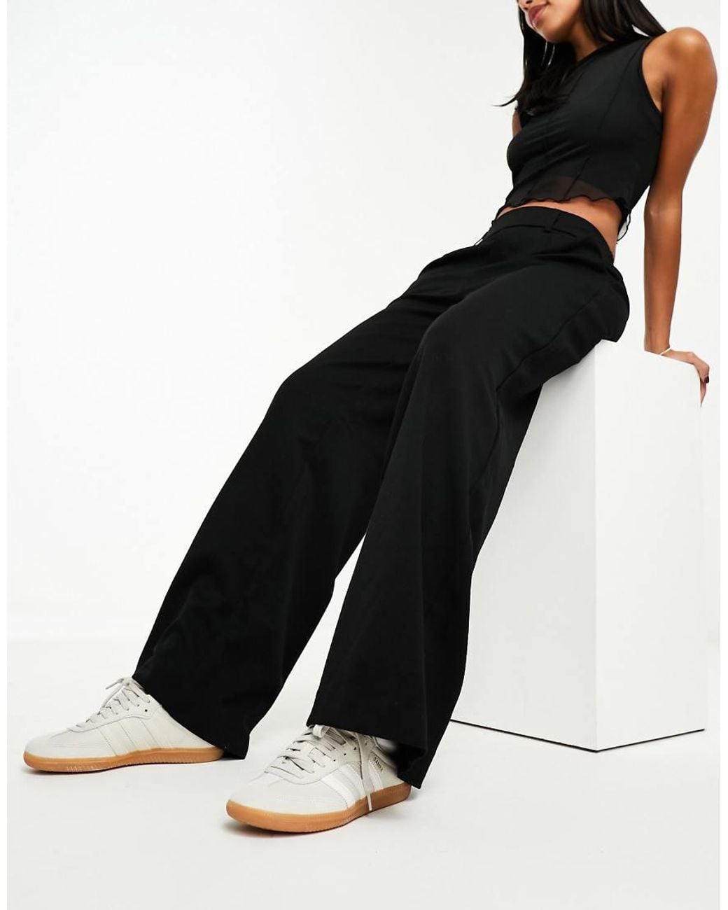 Object Black Mid Rise Pull On Smart Trouser