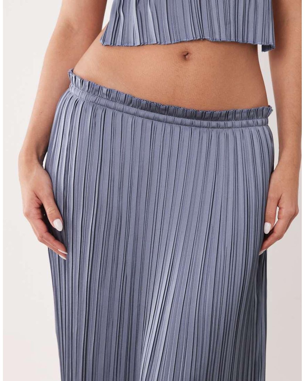 Aria Cove Blue Plisse Frill Waist Detail Maxi Skirt