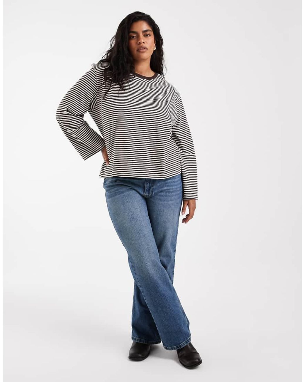 ONLY Gray Long Wide Sleeve Top