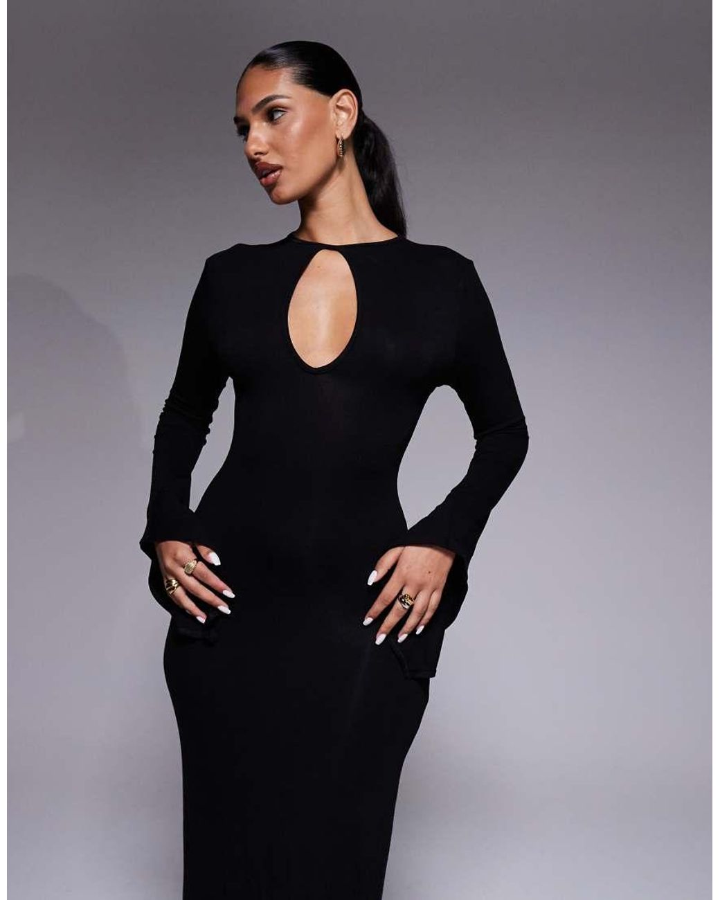 ASOS Blue Asymmetrical Angel Sleeve Maxi Dress