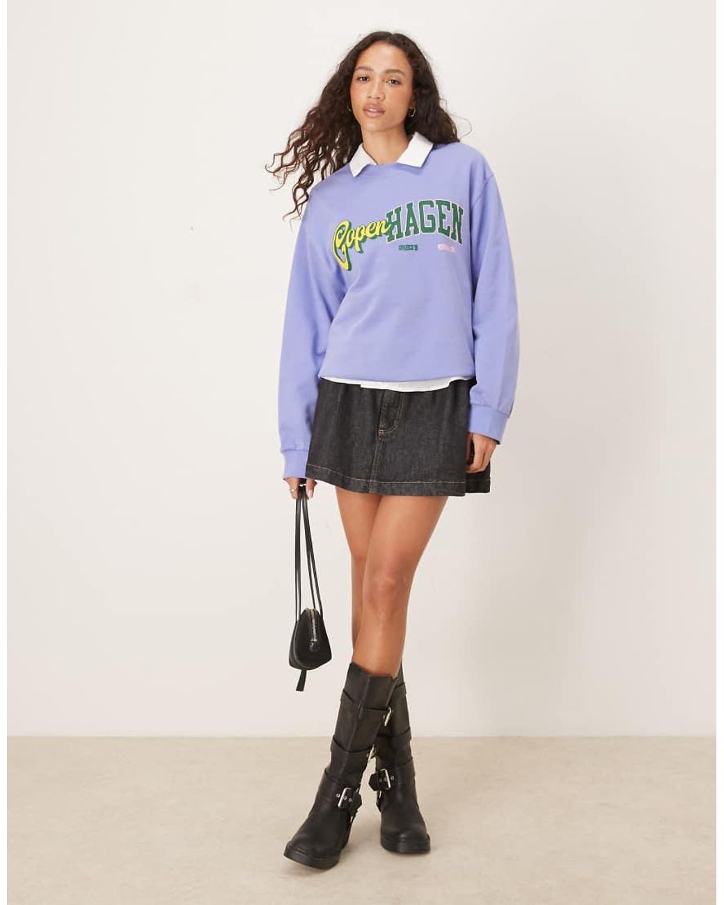 ASOS Blue Oversized Sweat With Copenhagen Graphic