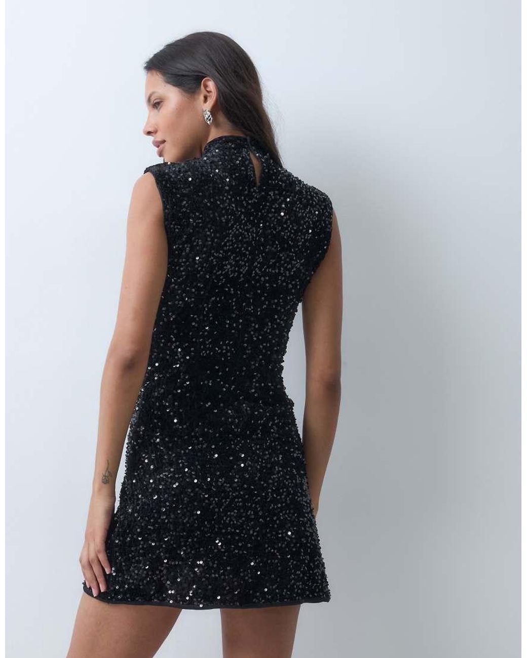 New Look Blue Sequin Shift Mini Dress