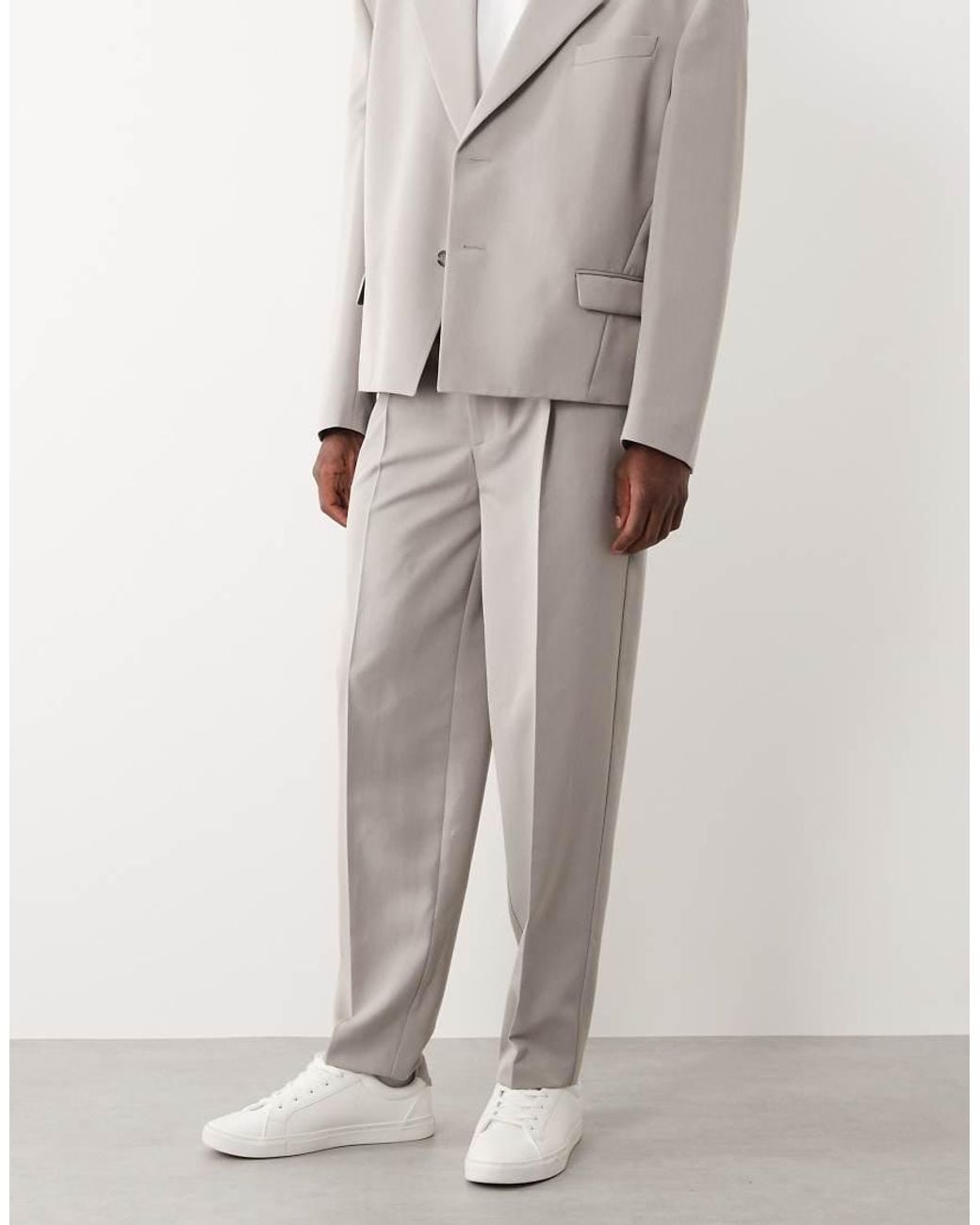 ASOS Gray Oversized Tapered Suit Trousers for men