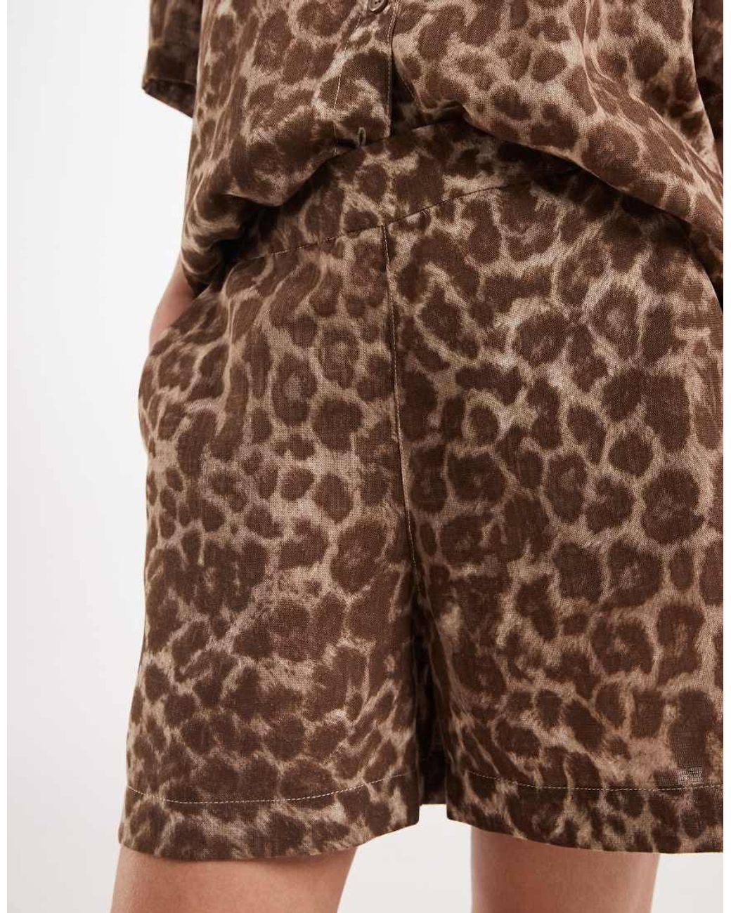JJXX Brown Co Ord Leopard Shorts