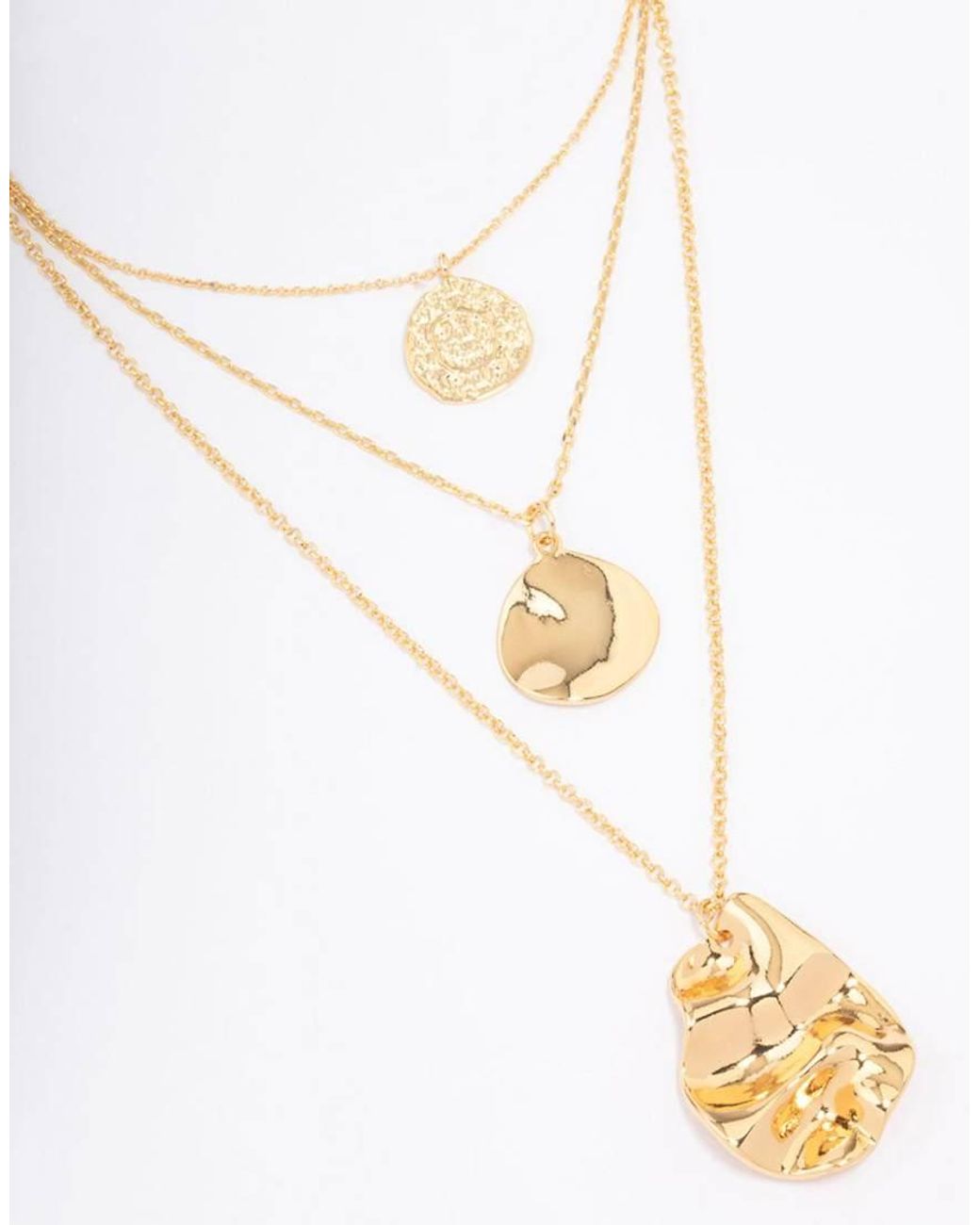 Lovisa White Plated Trio Layered Molten Disc Necklace