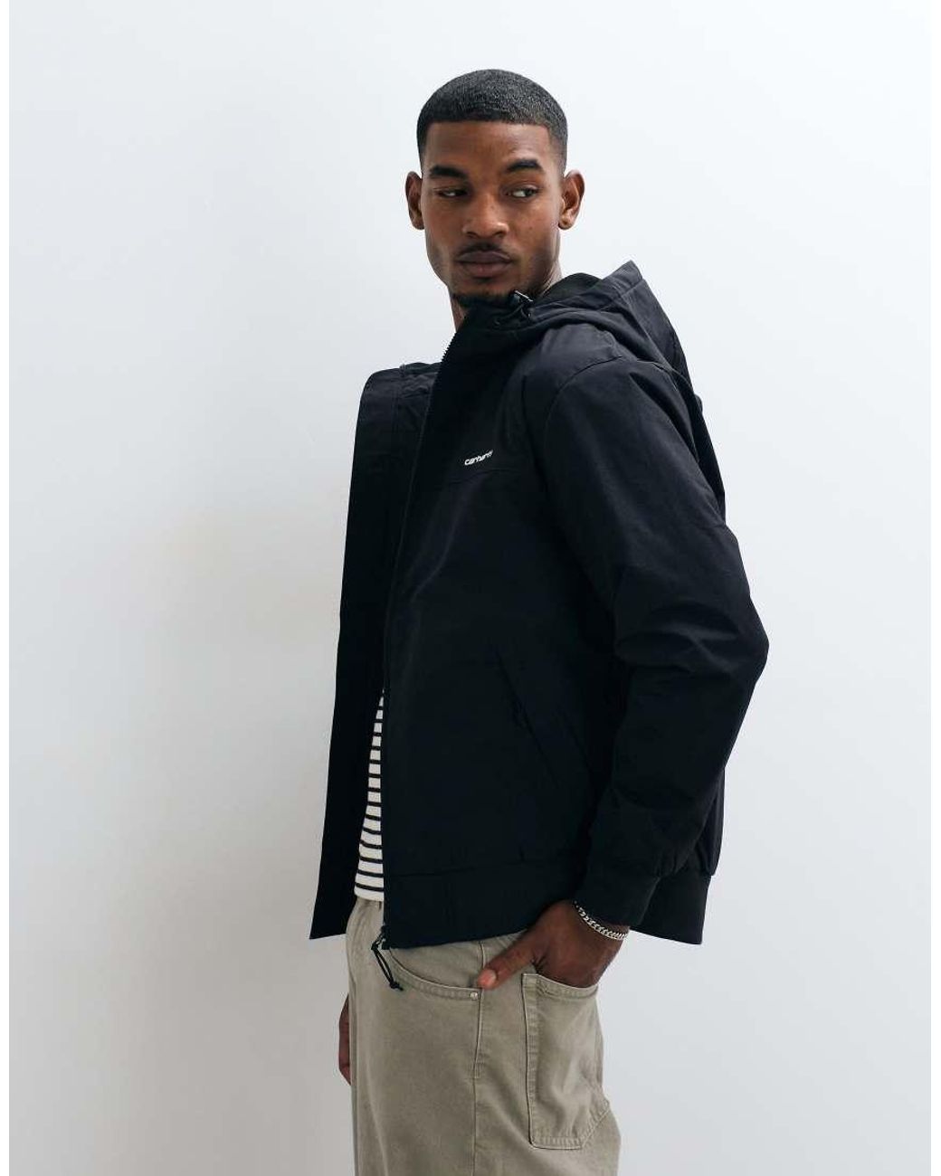 Carhartt Black Zip Through Water Repellent Sail Jacket With Fleece Lining for men