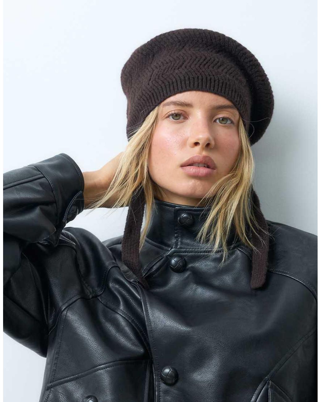ASOS Gray Knitted Tie Beret