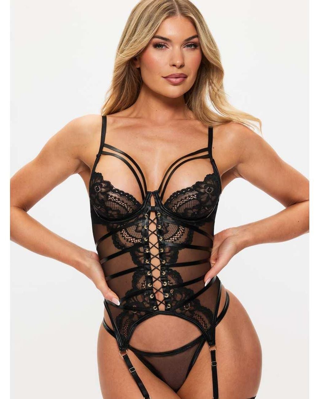 Ann Summers Black Dark Whispers Crotchless Cami Suspender