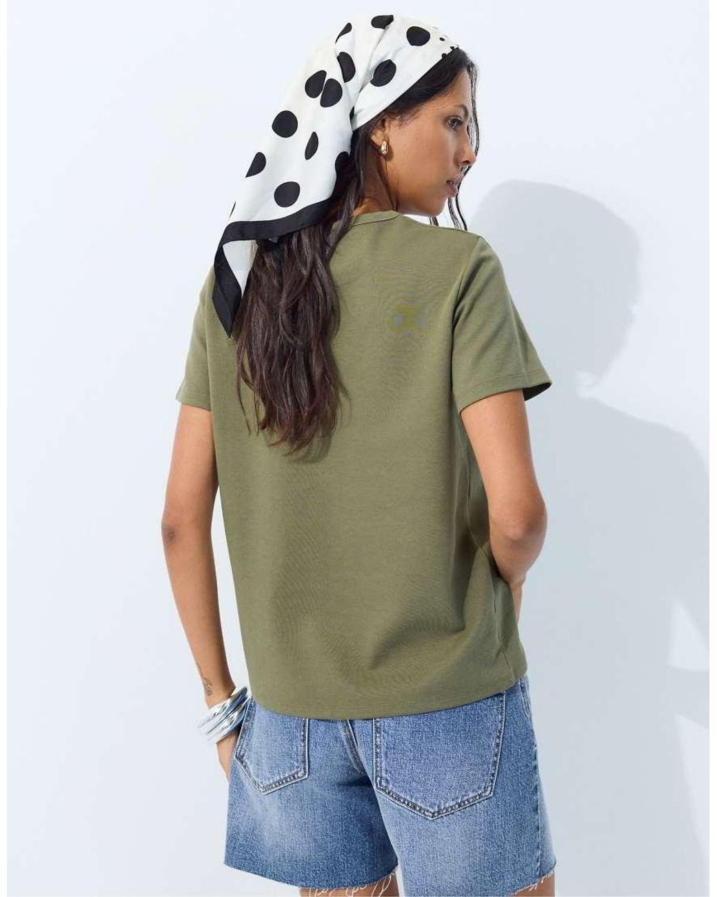 Stradivarius Blue Basic Regular Fit Soft-Touch T-Shirt