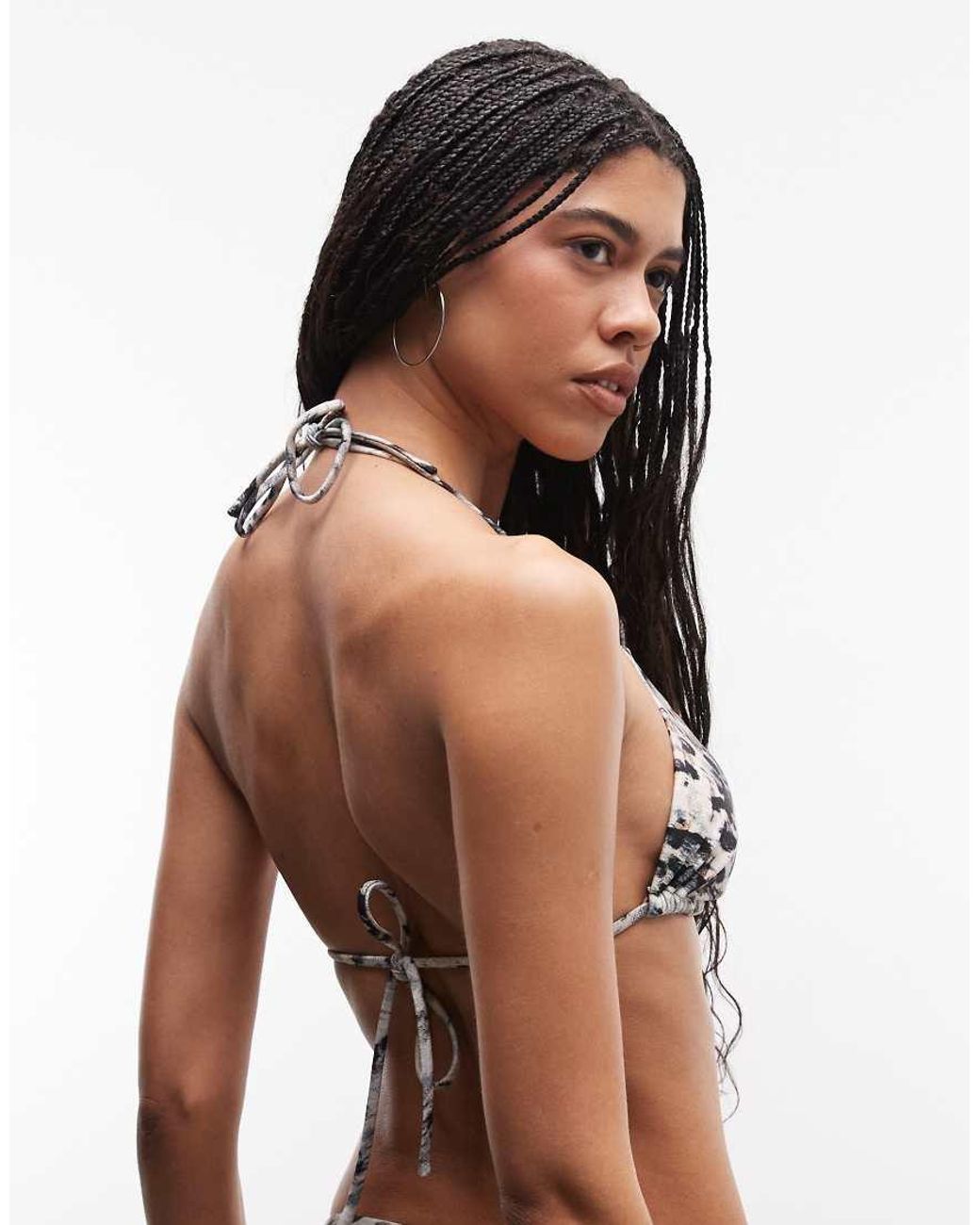 AllSaints Brown Saph Triangle Animal Print Bikini Top