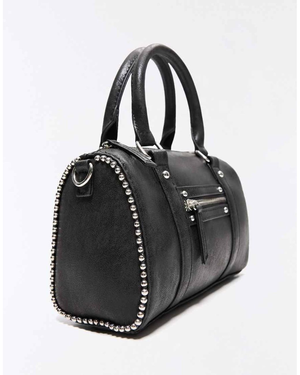 Bershka Black Faux Suede Bowling Bag
