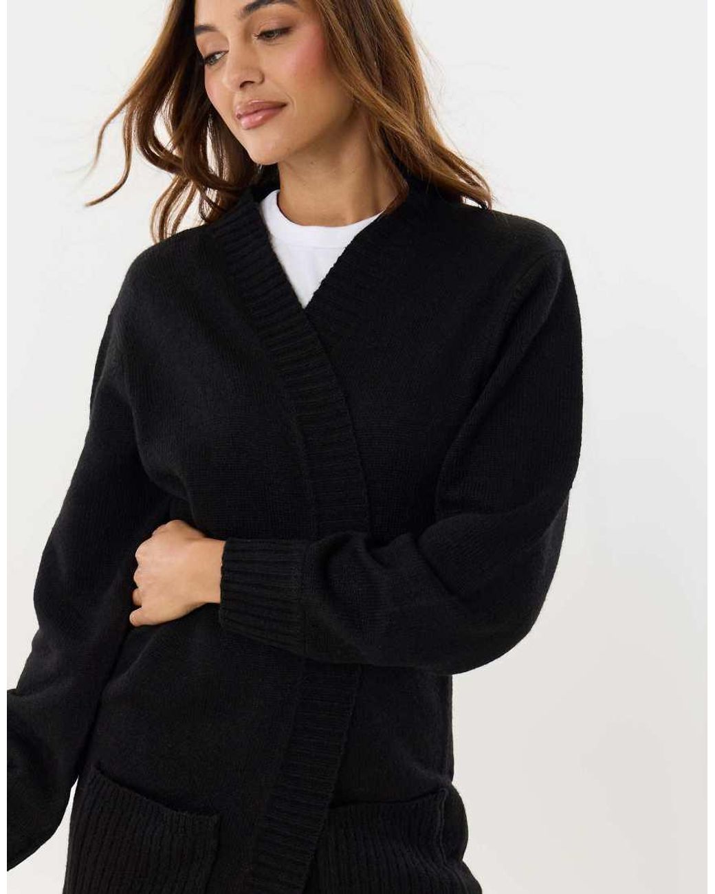 Threadbare Black Ocean' Longline Knitted Cardigan