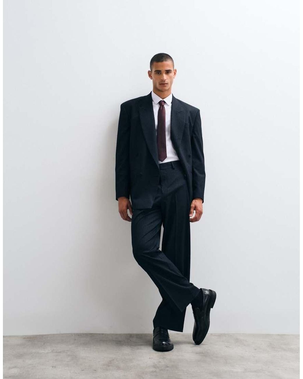 ASOS Blue Relaxed Double Breasted Suit Jacket for men