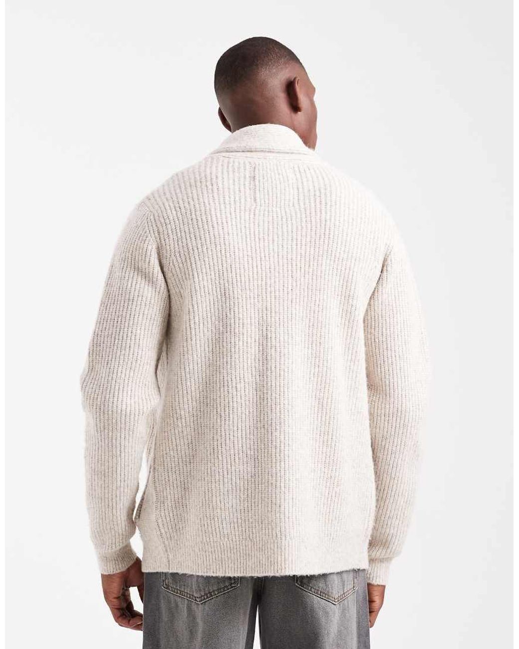 Threadbare Natural Shawl Detail Cardigan for men