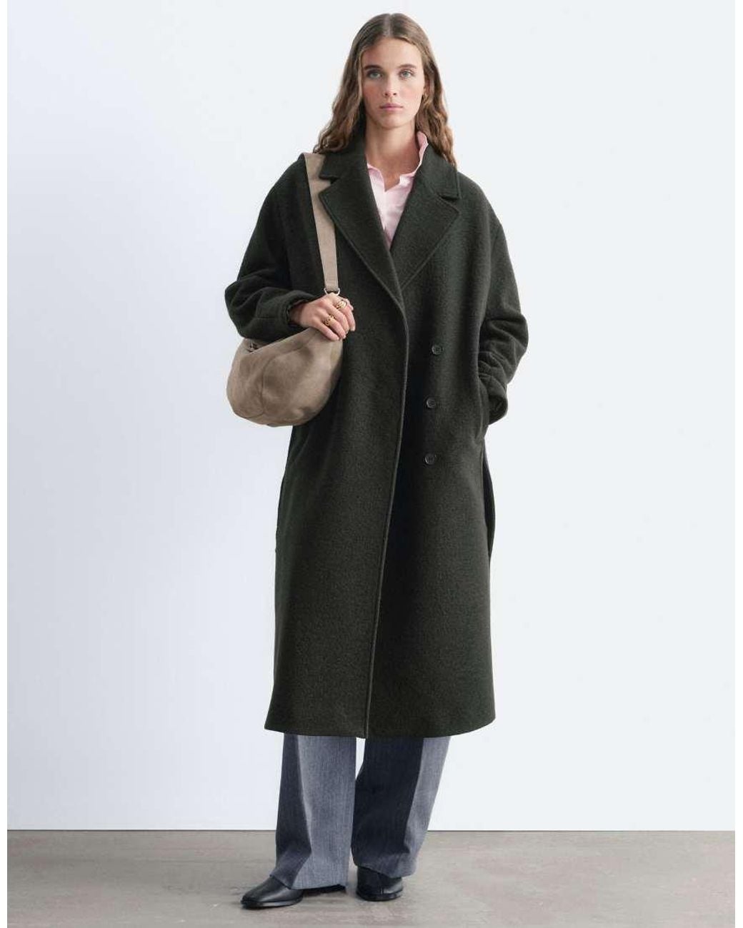 & Other Stories Black Belted Wool Coat