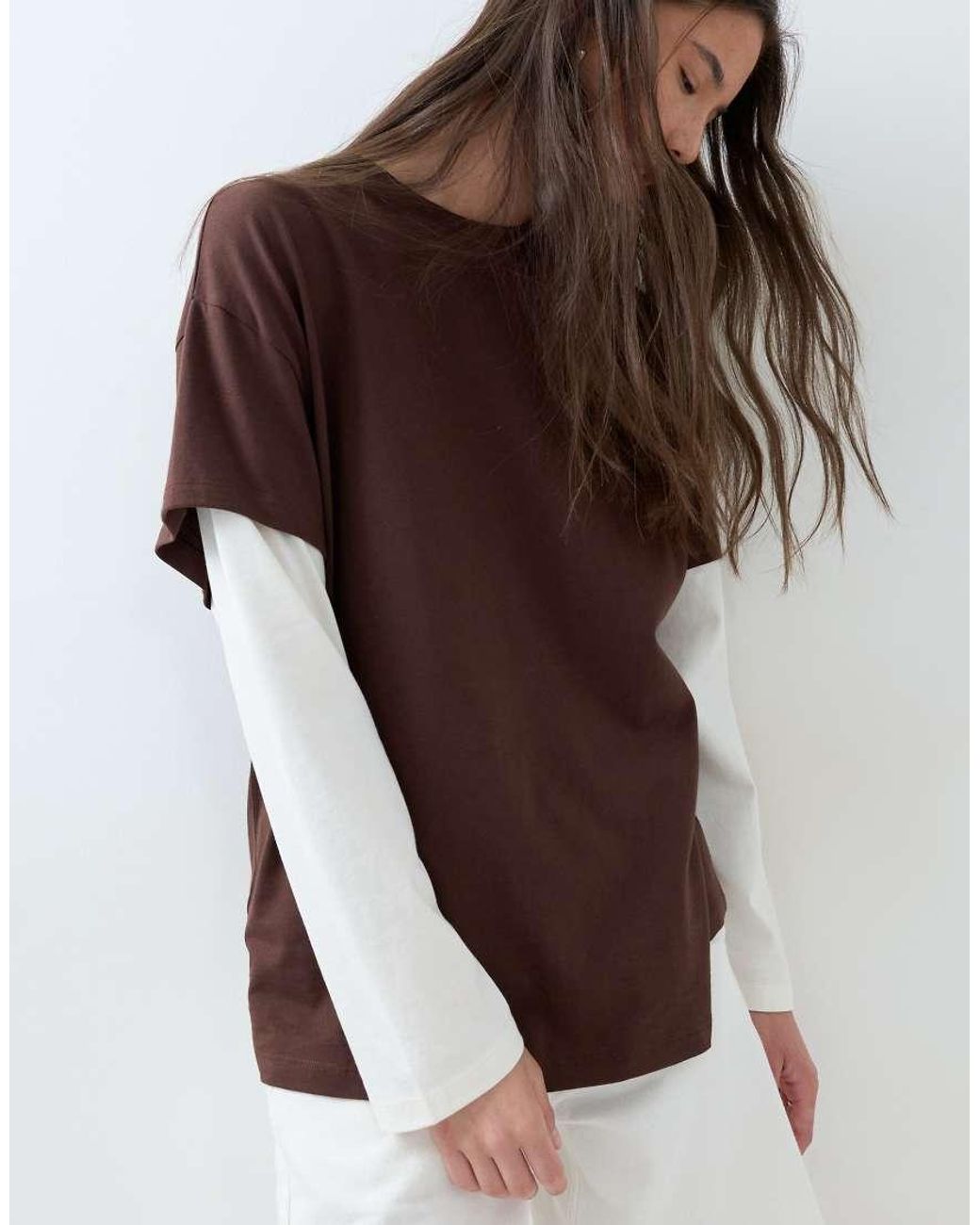 ASOS Brown Oversized Double Layer T-shirt