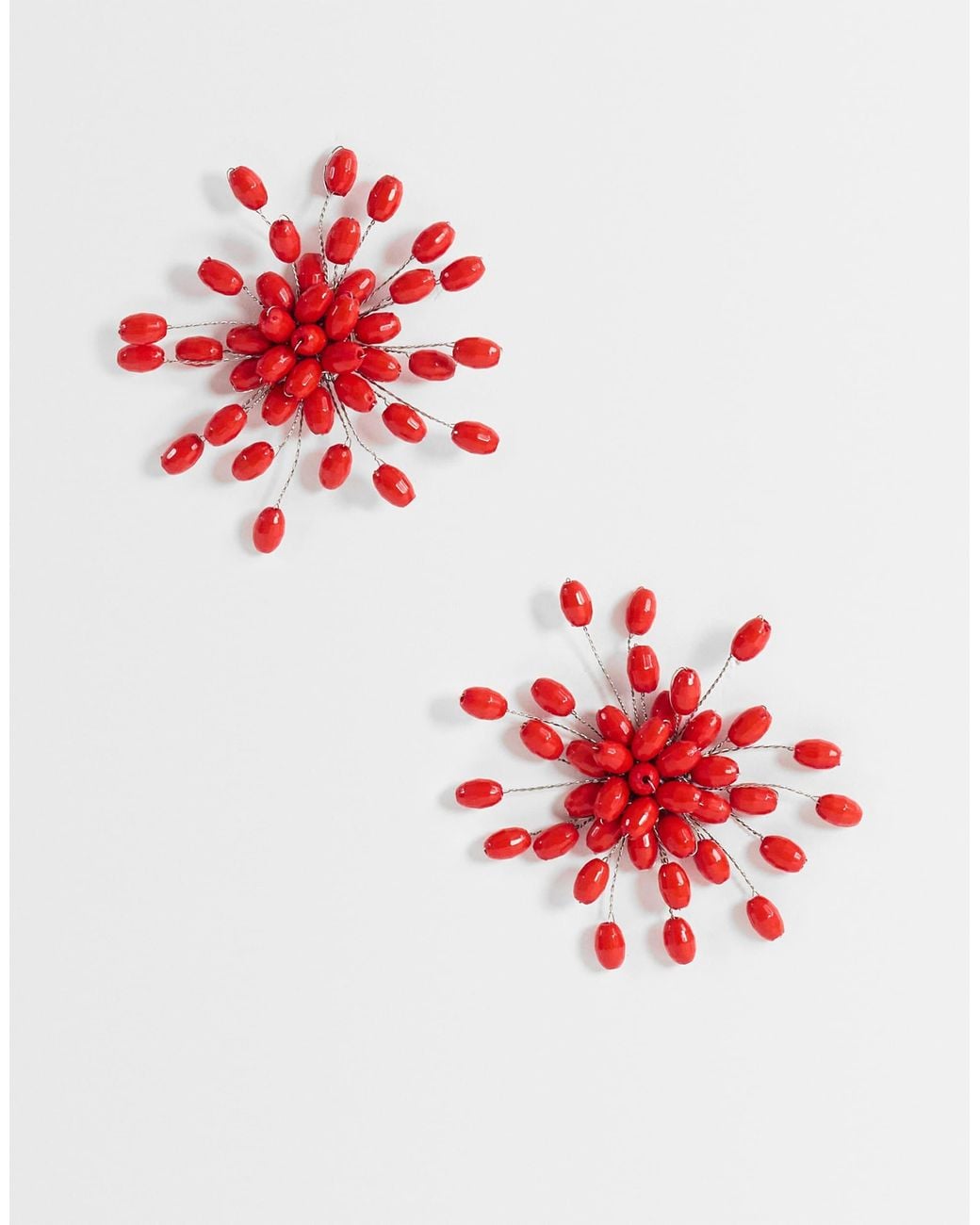 TOPSHOP Red Echo Statement Hand-Made Stud Earring